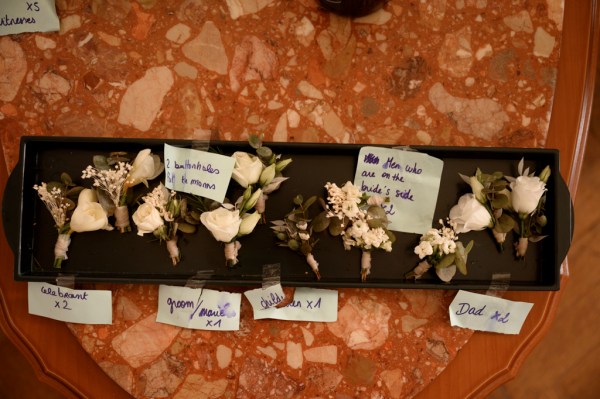 Close up of flowers and writing detail